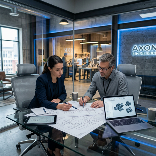 Equipo de ingeniería revisando proyecto